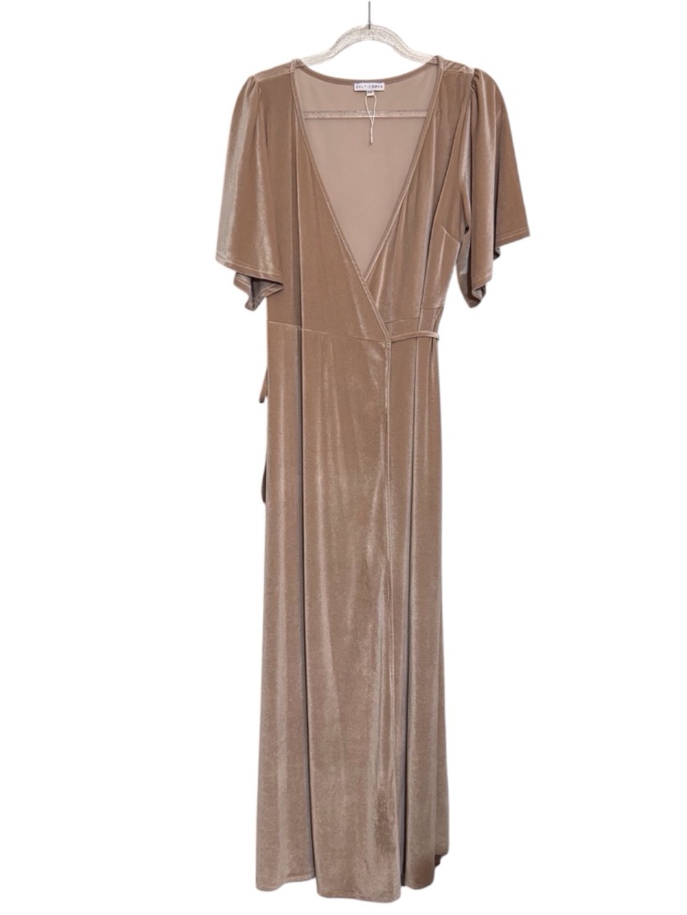 Baltic Born Size XXL Champagne Meghan Velvet Wrap Maxi Dress Wedding Formal